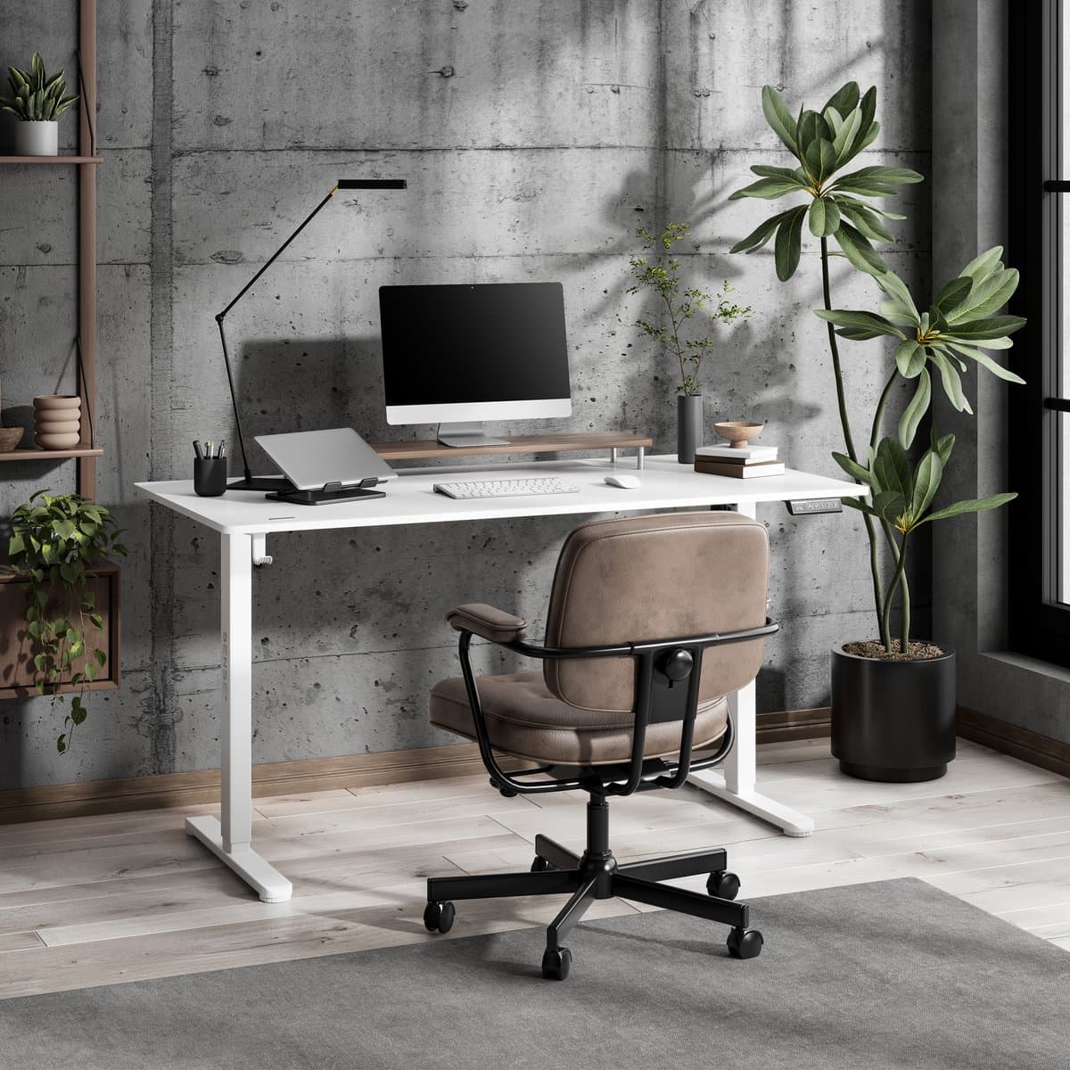 SENSE7 NOJO LIGHT - Zit Sta Bureau - 140 cm x 70 cm - Elektrisch bureau - Verstelbare bureau - Elektrische Hoogteverstelling - Hoogte 72-118 cm - Intelligent Bedieningspaneel - Wit thumbnail 3