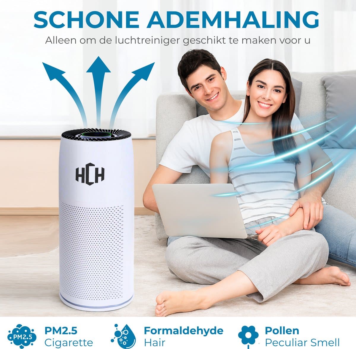 HCH Luchtreiniger - Air Balance - Air Purifier - HEPA filter - Werkt tegen huisstofmijt, hooikoorts, allergie en stof - 3 standen + slaapstand en automatische stand - Luchtkwaliteit indicator - 500 m² - CADR 300 m³/h - Stil, 20 db thumbnail 8