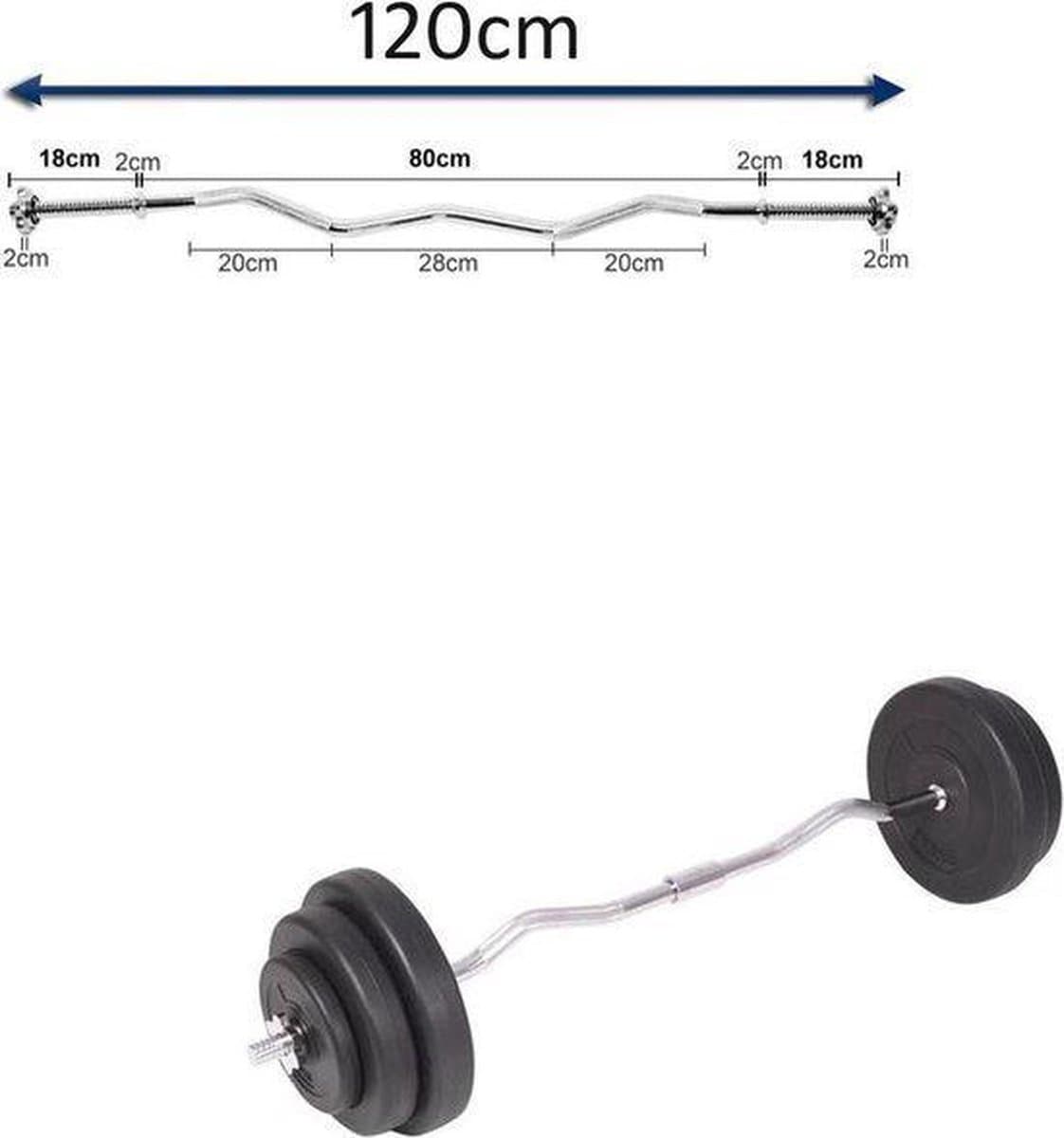 65kg Halterset 6 halters + Curl Stang - Afstelbare Gewichtenset – Fitness set – 6 x Dumbbell – Halterstangset - 65kg halterschijven thumbnail 6