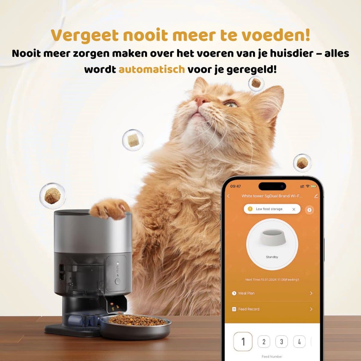 SmartPaw automatische voerbak kat - voerautomaat kat - voerautomaat dispenser - 2 L - Zwart thumbnail 2