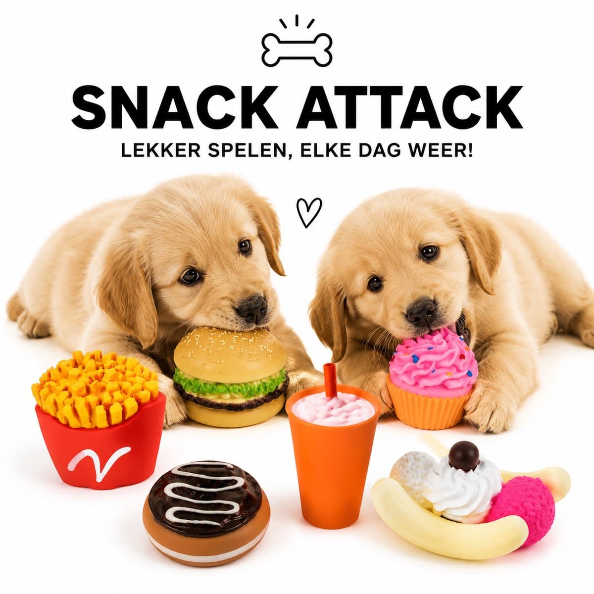 Puppy Speelgoedset - Snack Attack - 6-delig - Latex Speeltjes voor Puppy's thumbnail 2