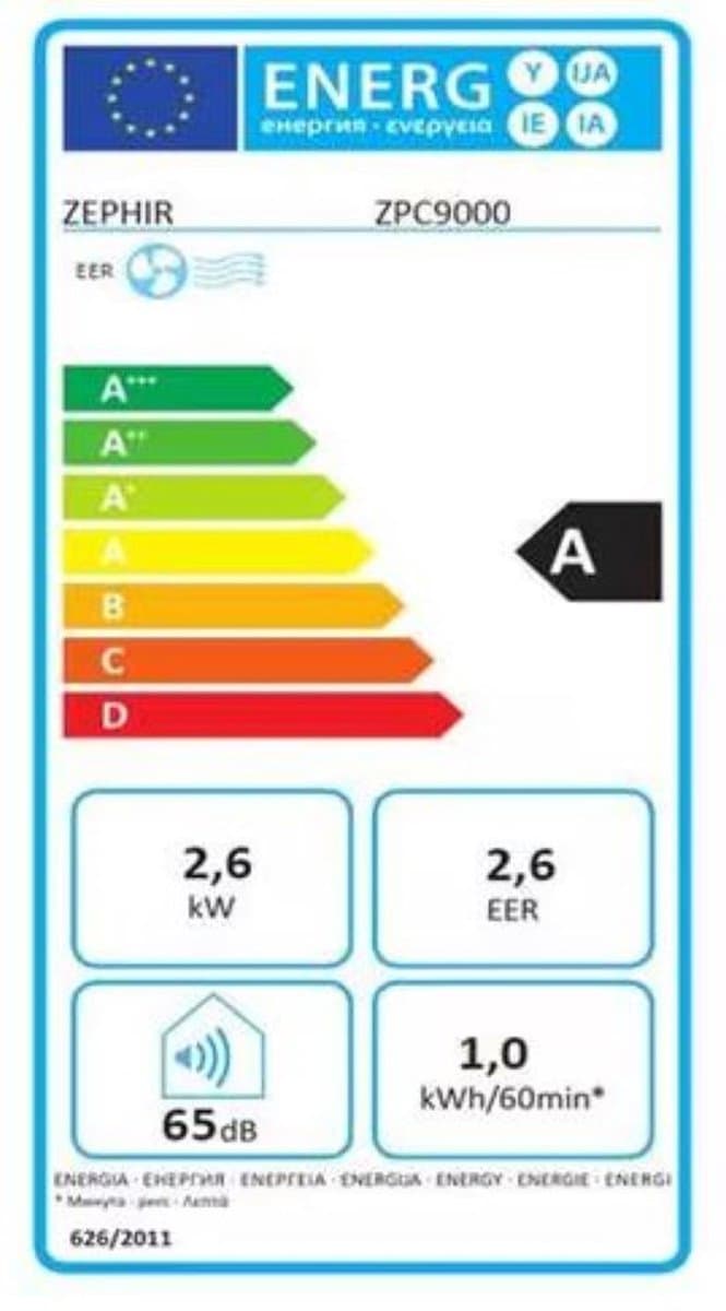 Zephir ZPC9000 mobiele airconditioner Wit - Mobiele Airco thumbnail 2
