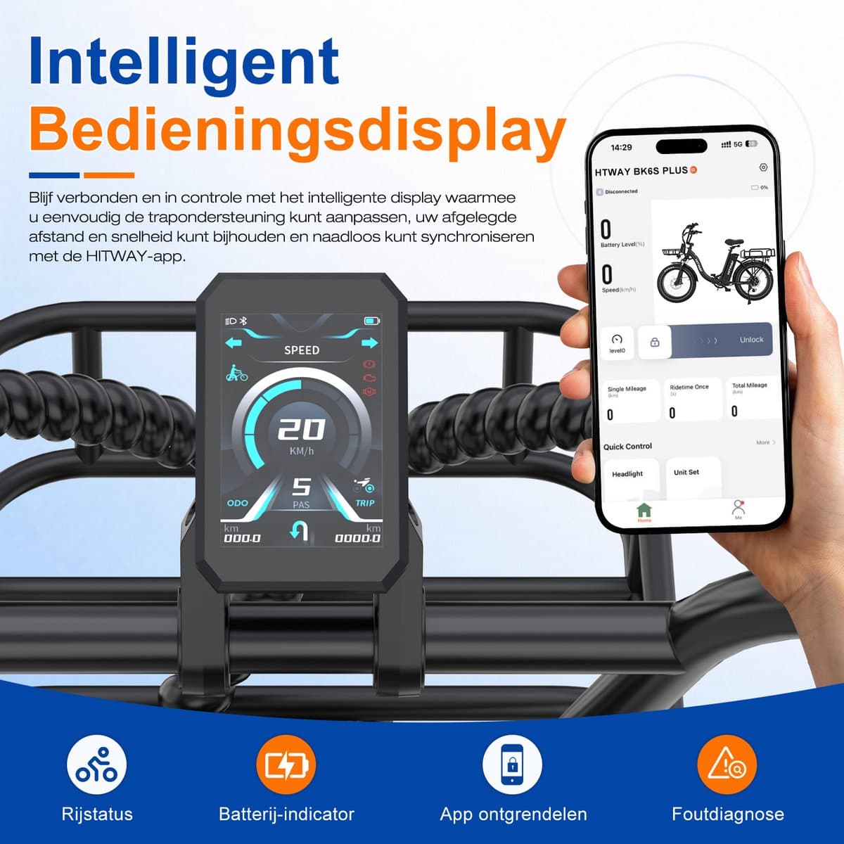 Hitway BK6S Plus: 27Ah Fat Tire E-Bike, 200km Bereik thumbnail 8