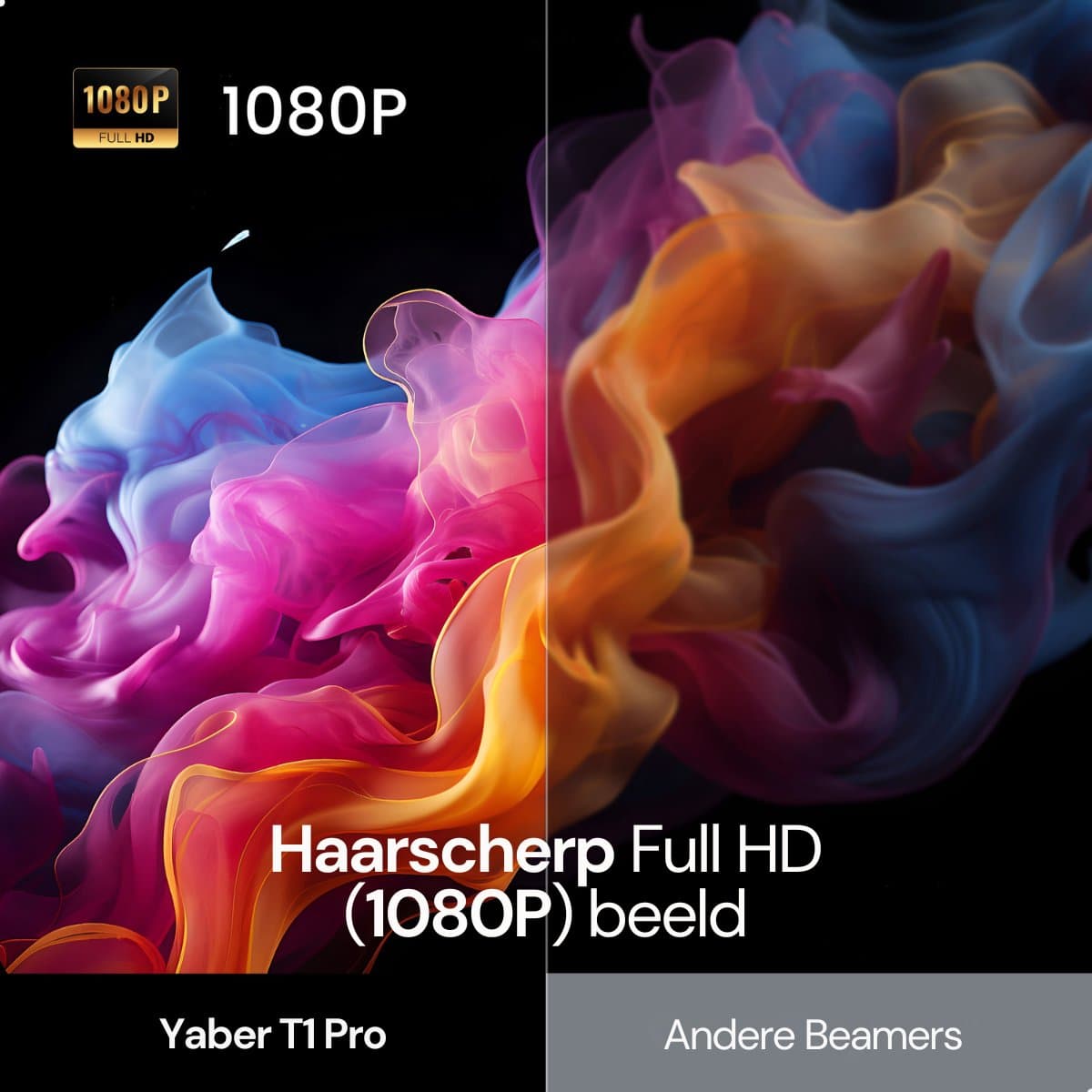 Yaber T1 Pro Mini Beamer – Draagbare Thuisbioscoop – LED‑Moodverlichting – 8 W TurboSonic Sound – 1080p Full HD – 180° Gimbal & Auto‑Focus – Wi‑Fi 6 & Bluetooth – 40‑120″ Short‑Throw thumbnail 4