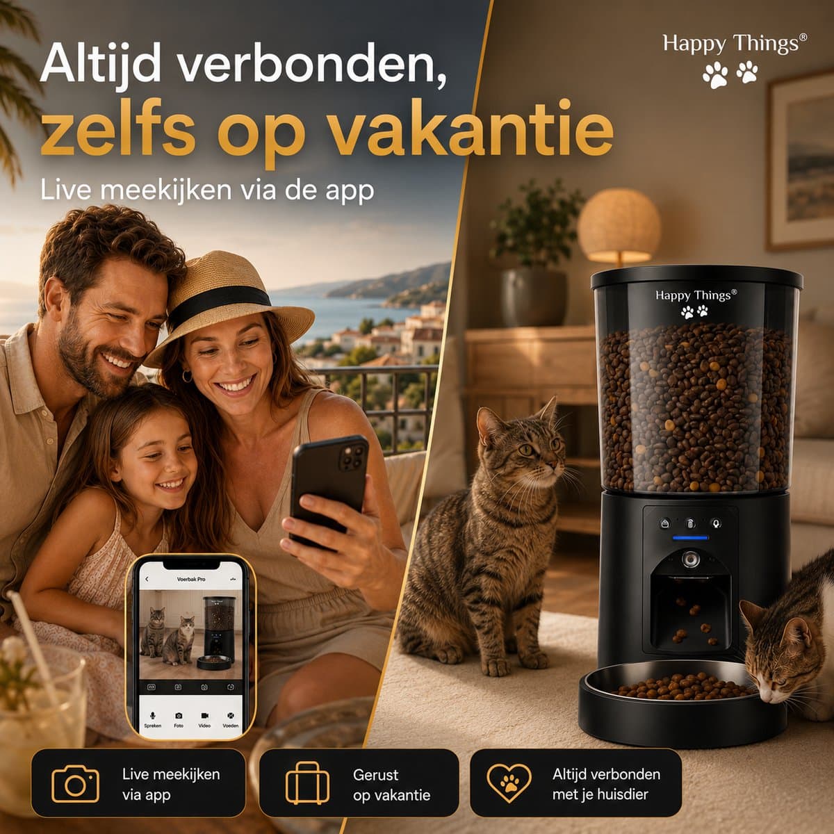 Happy Happy Things® Voerbak met Camera - 4L RVS thumbnail 7