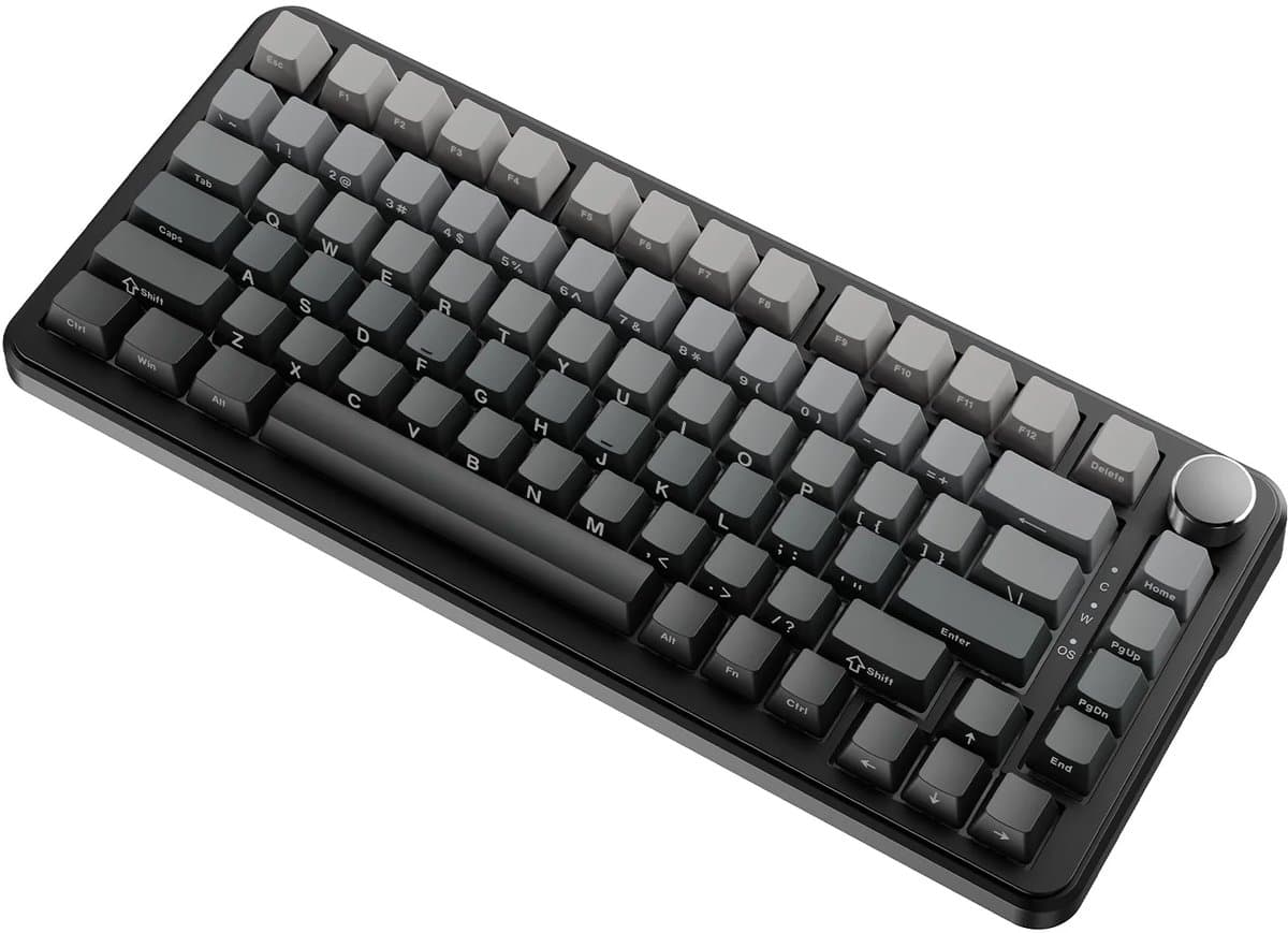 Ajazz AK820 MAX – Mechanisch Toetsenbord 75% RGB – Draadloos Tri-Mode Gaming Keyboard – Hot Swap – Compact QWERTY – 82 Keys – 8000mAh – Zwart/Grijs thumbnail 3