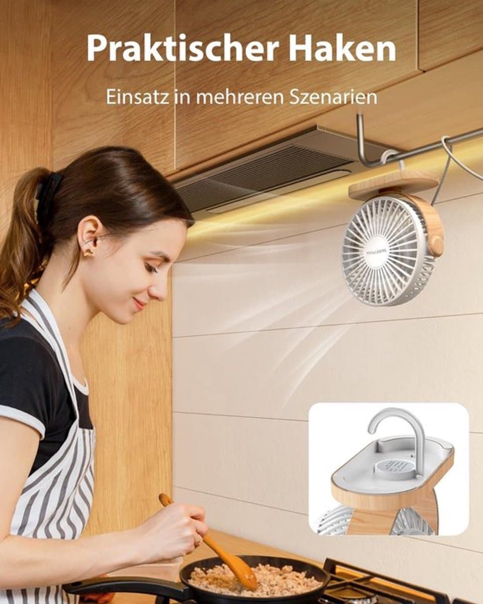 Solvix tafel ventilator geluidloos - Mini Tafelventilator - Plastic - Stil en Lichtgewicht - 3 Snelheden - Voor Thuis, Kantoor en Buiten thumbnail 4