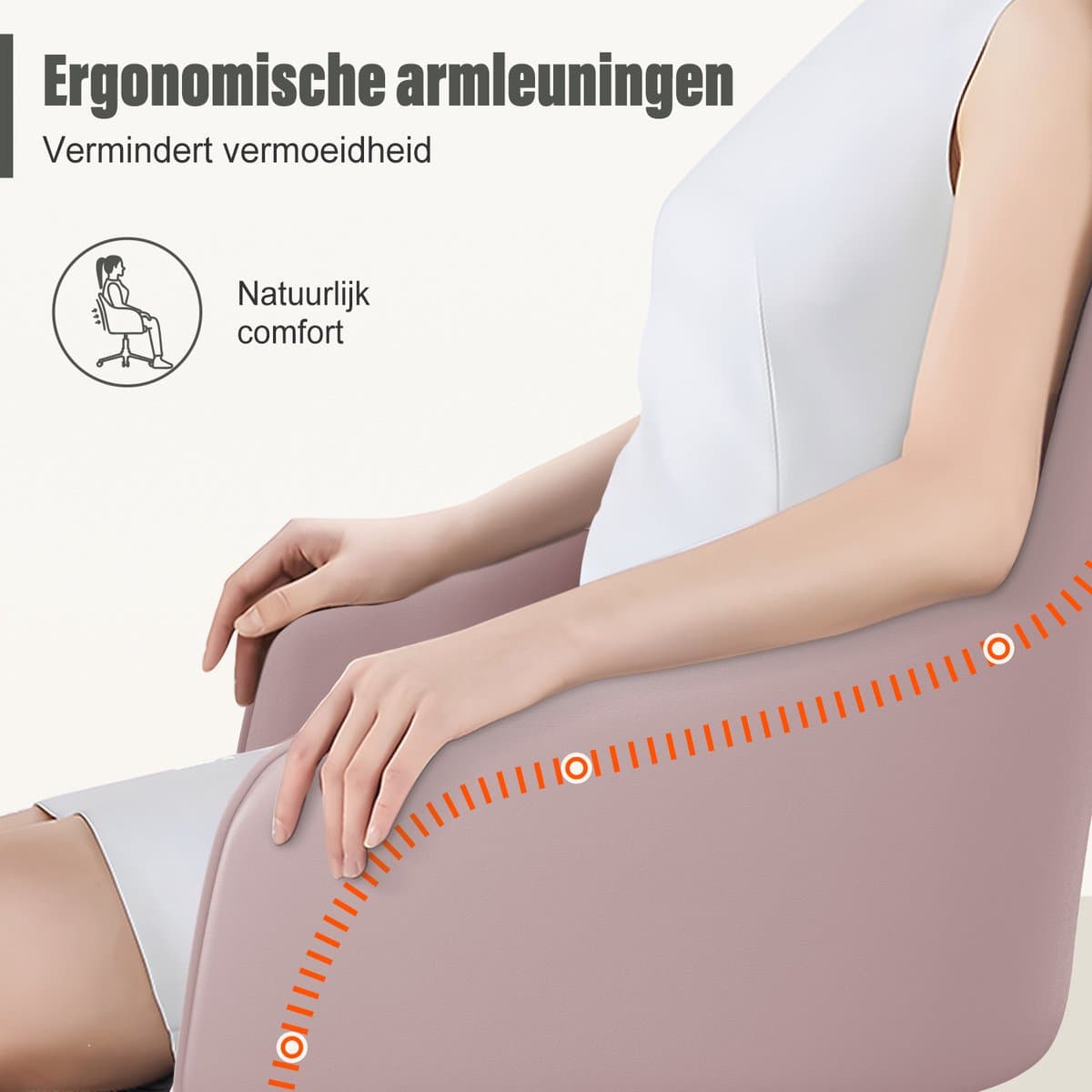 Hiaonyx Bureaustoel-Ergonomische bureaustoel-bureaustoelen voor volwassenen-Dubbel gelaagd zitkussen-360 graden draaibaar-Metalen onderstel-Roze thumbnail 5