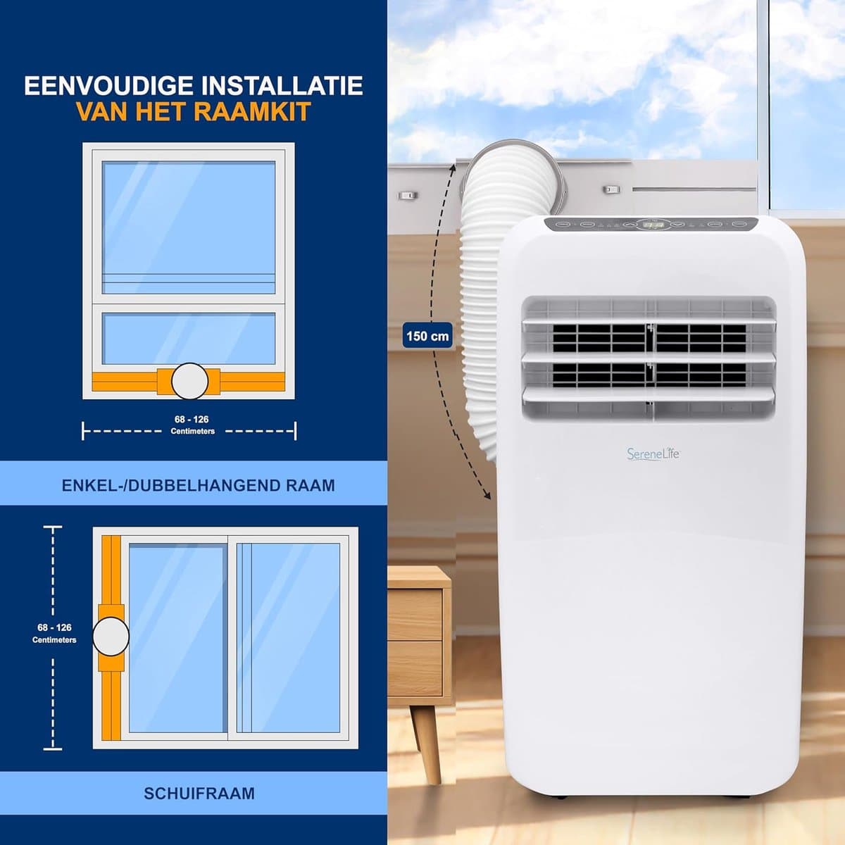 Mobiele airco draagbaar airconditioner met ontvochtiger afstandsbediening 9000 BTU thumbnail 4