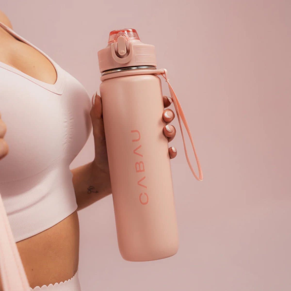 Cabau – Bloom Waterfles Staal – 870 ml – Pink – Roestvrijstalen Drinkfles met Rietje – BPA-vrij & Lekvrij – Thermosfles voor Sporten, Werk en Onderweg thumbnail 5