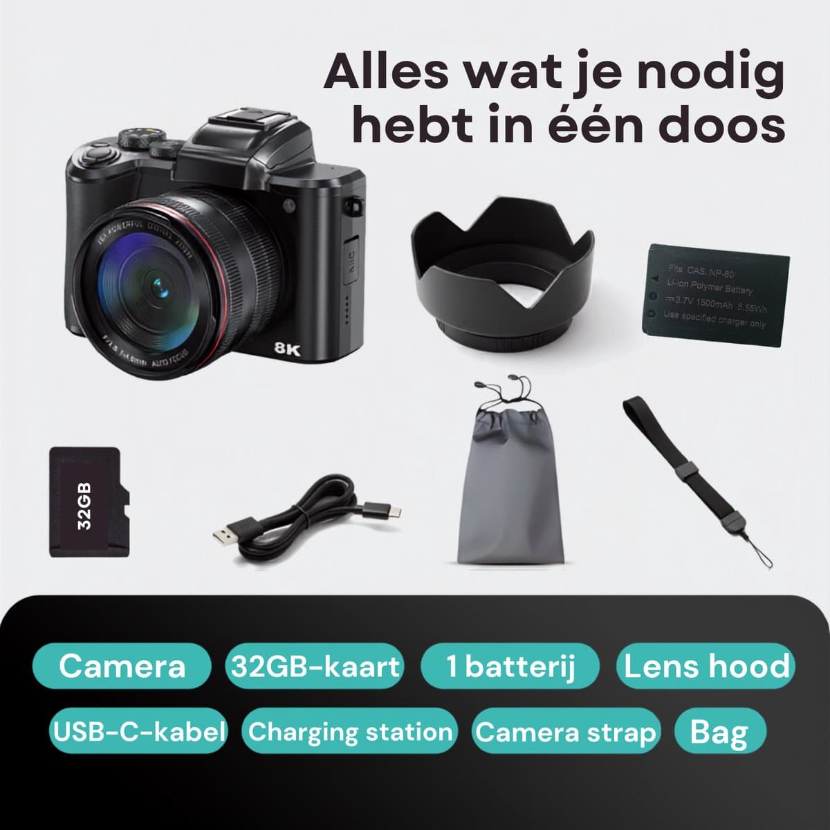 Kiekz Fotocamera 88MP - Digitale Camera 8K - 16X Digitale Zoom - Fototoestel - Compact Camera - Ideaal voor Kinderen en Beginners - Inclusief 32GB SD Kaart - Verbeterde lens thumbnail 3