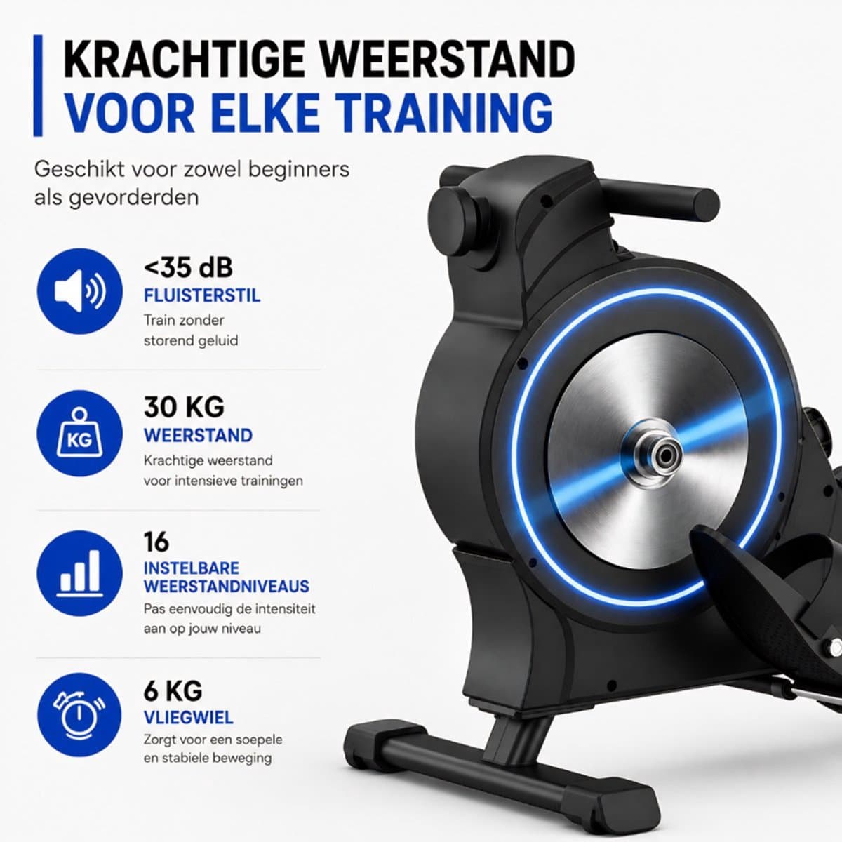 Sportfloww Roeitrainer - Roeimachine Met App - Inklapbaar Roeiapparaat - 16 Weerstandniveaus - Tot 195cm thumbnail 6
