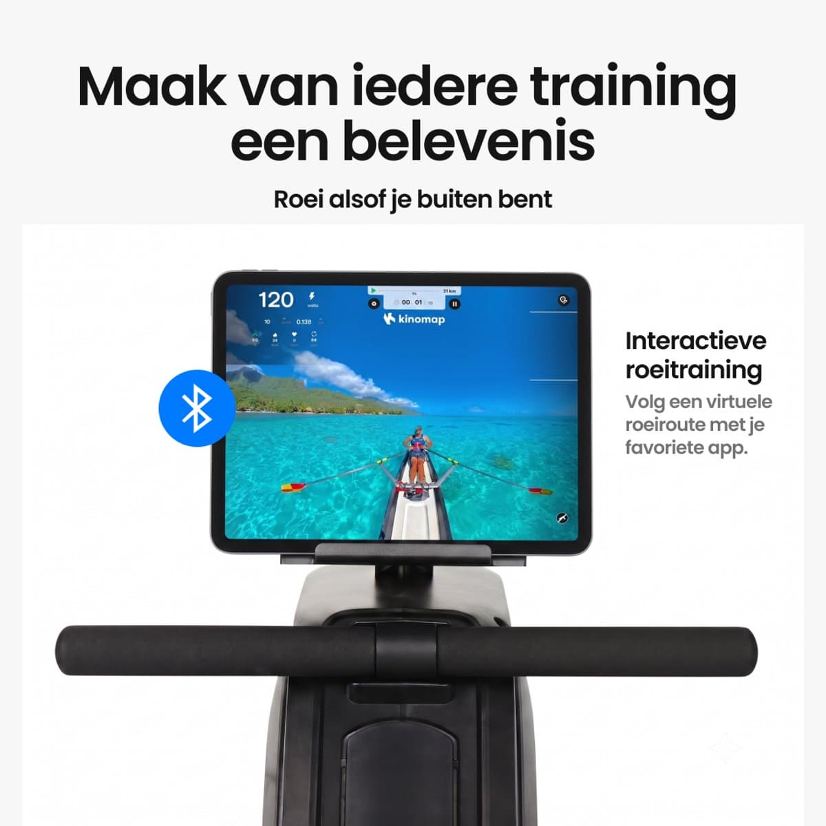 Rockerz Roeitrainer - Roeimachine met App & Bluetooth - Magnetisch Roeiapparaat met 32 Weerstandsniveaus - Extra Lange Rail thumbnail 8