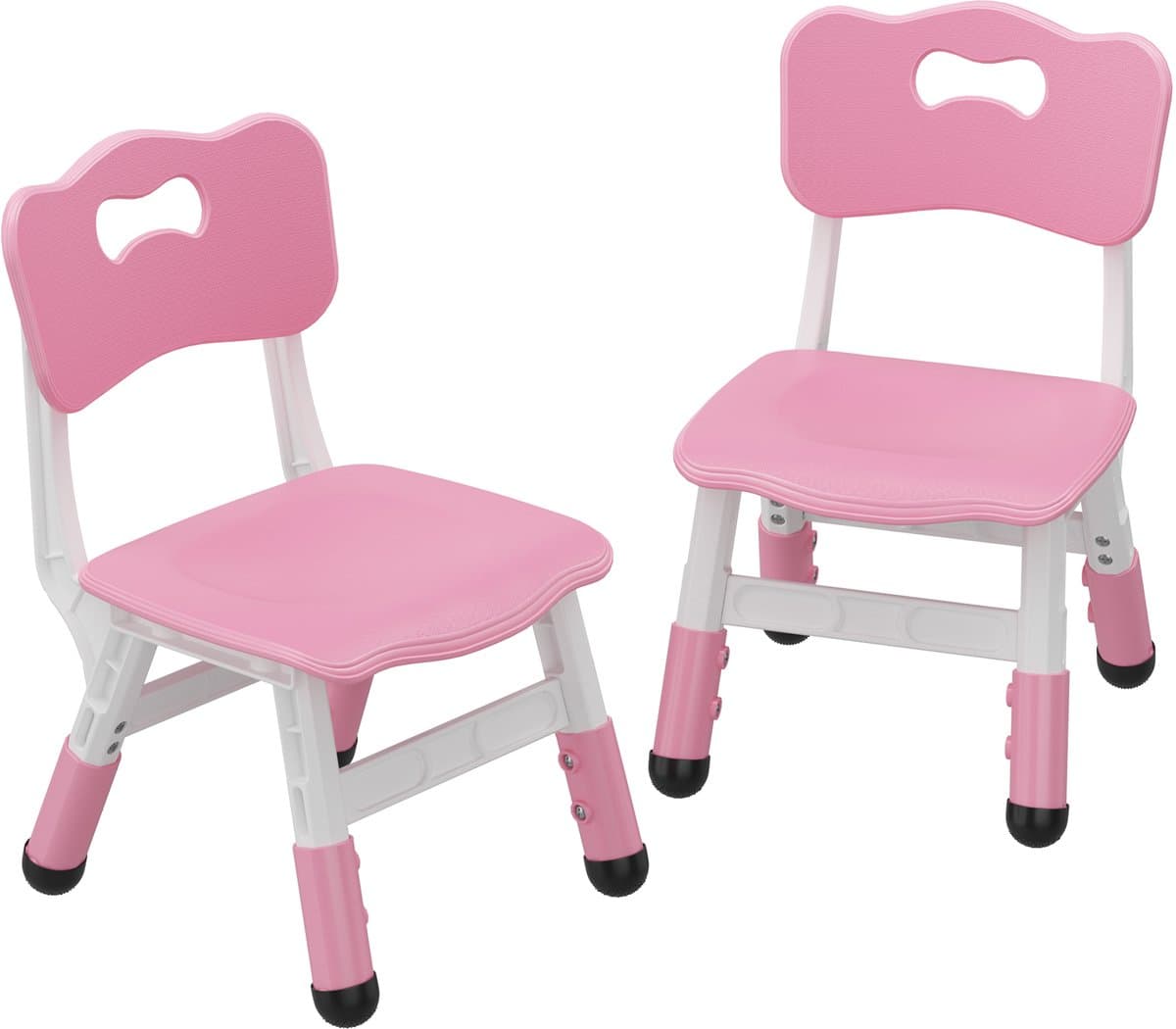 Kinderstoel Set van 2 met hoogte verstelbare stoel, Plastic peuterstoelen voor kinderen jongens meisjes, Kinderen Hangmat stoel, Booster stoelen voor peuters, Roze