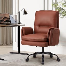 Productfoto van Ergonomische Bureaustoel - Comfortabele Stoel - Thuiswerken Kantoor - Verstelbare Rugleuning - Tot 227 kg - Bruin