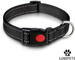 Lunspets - Hondenhalsband - Reflecterend - Zwart - Oersterk - Maat S