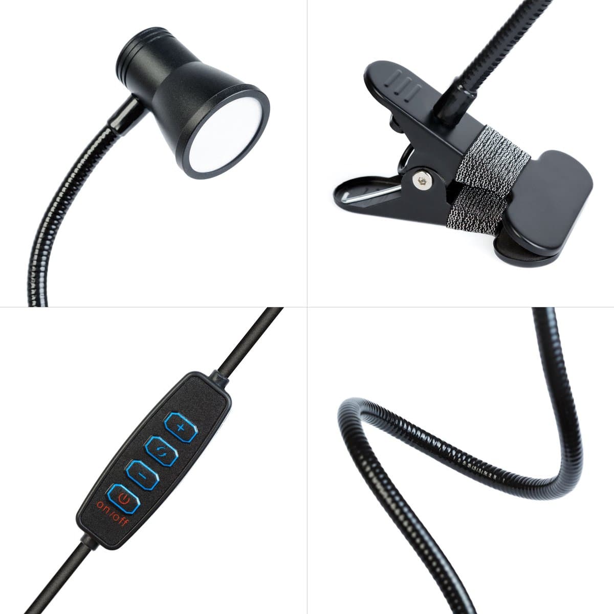 Flexibele Bureaulamp Met Klem En USB – LED Leeslamp Met Verstelbare Helderheid En Kleurtemperatuur – Zwart Metaal – Voor Bureau, Bed Of Plank [20258] thumbnail 2