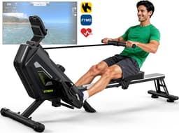 Productfoto van Magnetische roeimachine met 16 niveaus weerstand, Bluetooth-connectiviteit, ondersteunt een hoogte van 150-200 cm en een laadcapaciteit van 160 kg