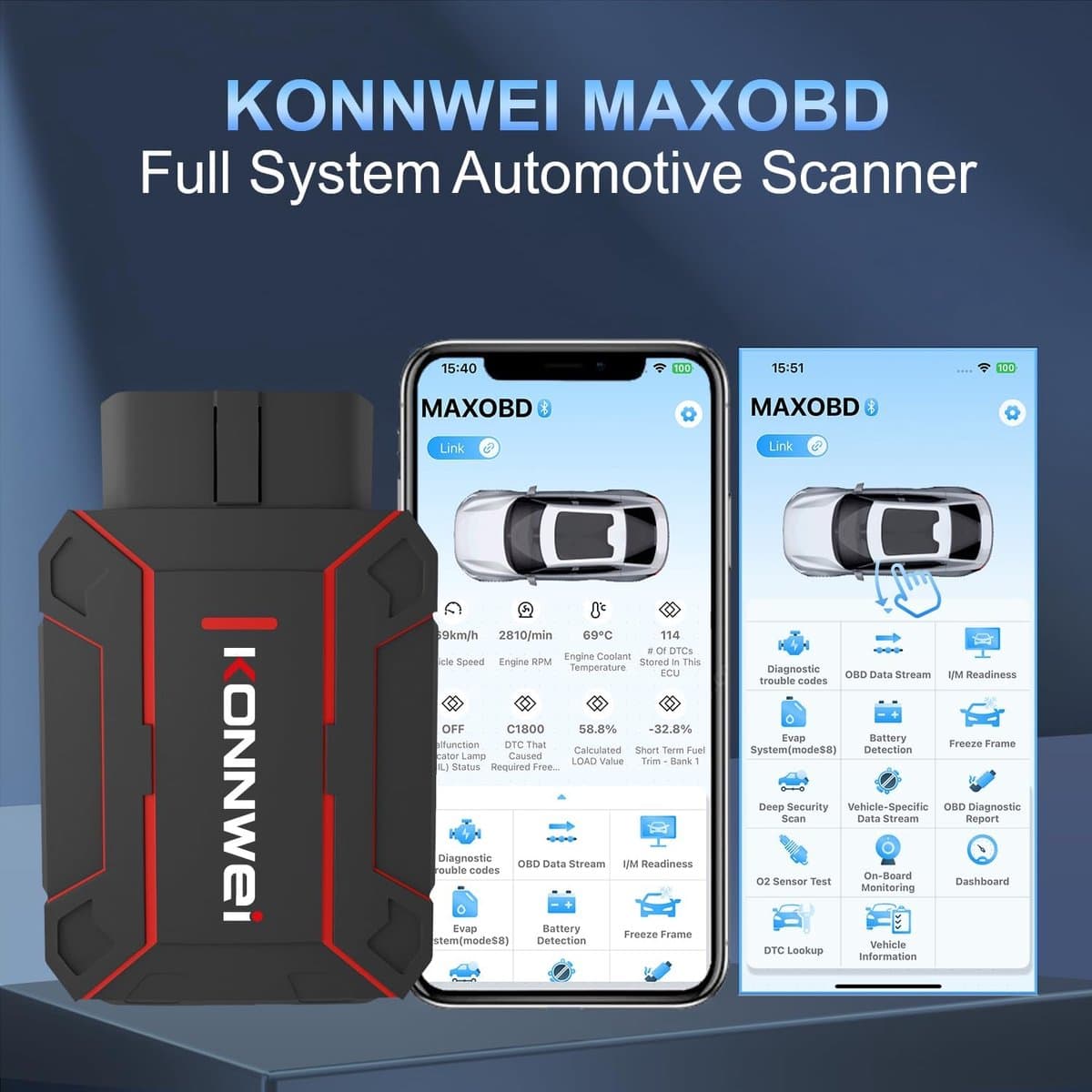 Konnwei MAXOBD - OBD2 - Diagnostische Scanner thumbnail 3