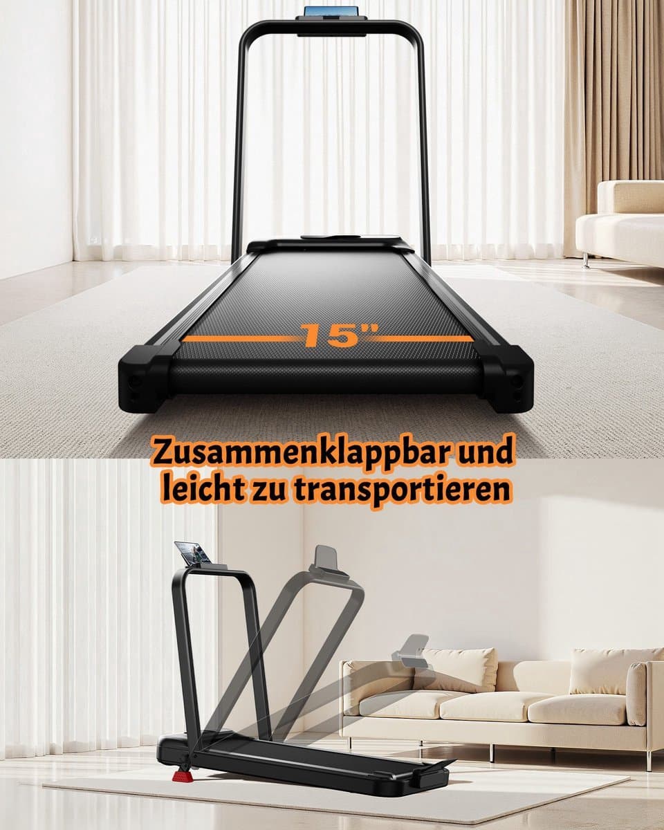 6-in-1 opvouwbare loopband met een stille motor. De loopband beschikt over een instelbare helling tot 15%, een verend loopvlak en ondersteunt een maximaal gewicht van 136 kg thumbnail 4