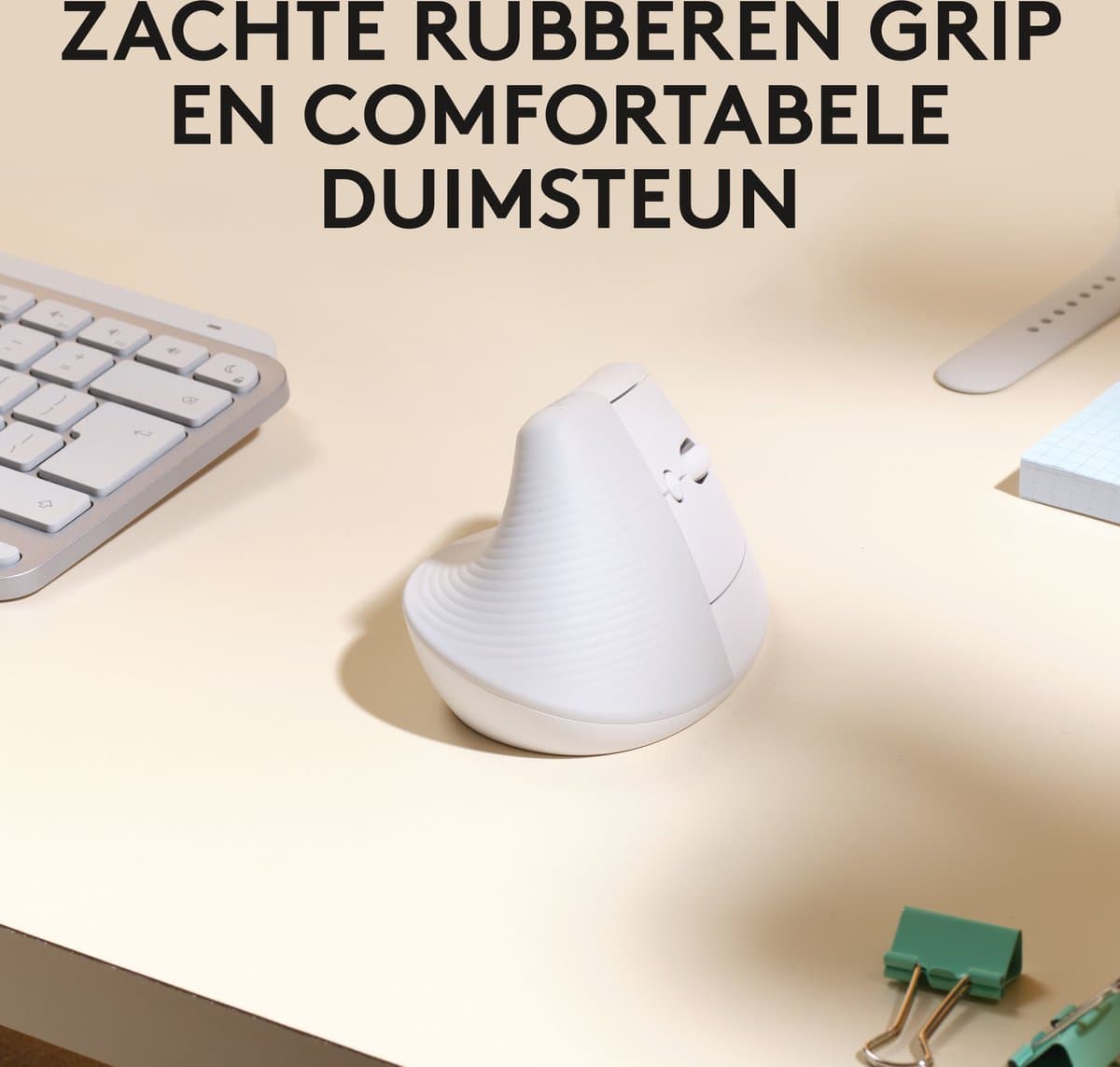 Logitech Lift voor Mac - Draadloze Muis - Bluetooth - Verticaal Ergonomisch - Wit thumbnail 2