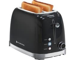 Productfoto van KitchenBrothers retro broodrooster met 2 brede sleuven, 815 W, zwart