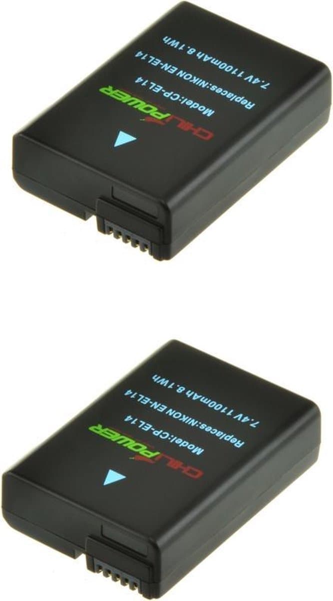 ChiliPower EN-EL14 / EN-EL14a accu voor Nikon - 1250mAh - 2-Pack thumbnail 4