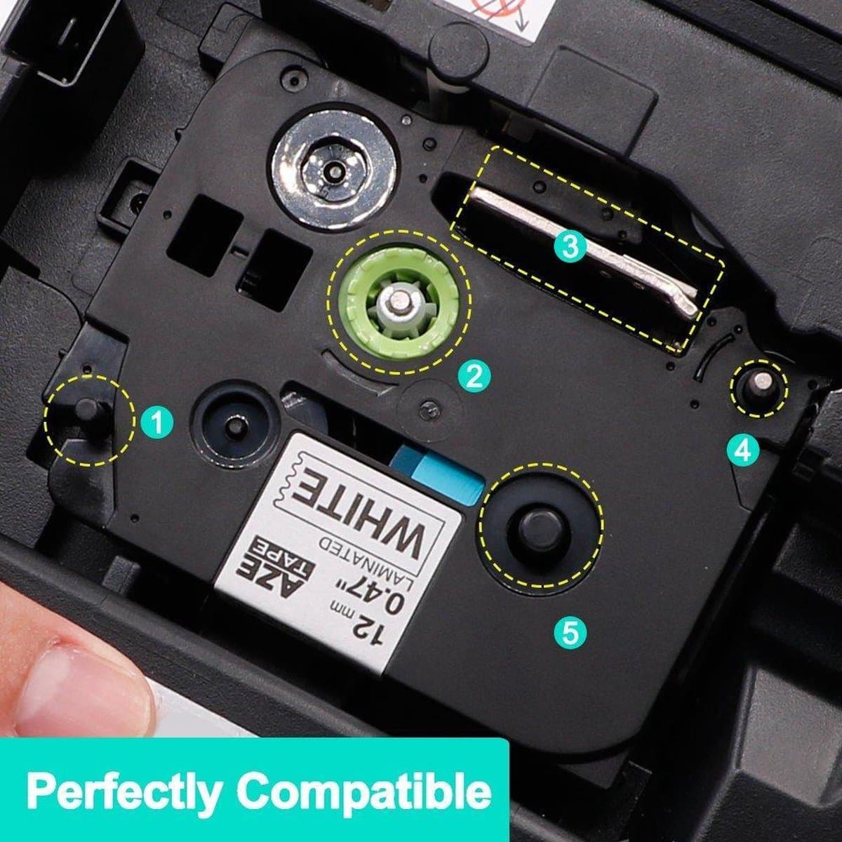 3x Brother Tze-231 TZ-231 Compatible voor Brother P-touch Label Tapes - Zwart op Wit - 12mm x 8m thumbnail 4