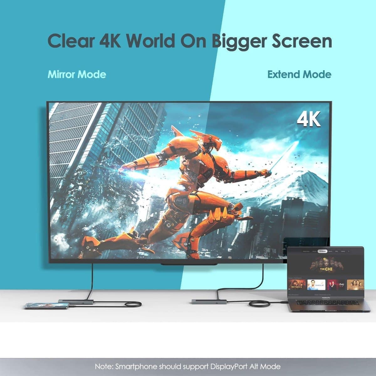Wavlink USB-C 4K Mini Docking Station - HDMI - SD/TF kaart lezer - USB 3.0 - Ethernet poort - Multifunctioneel - Reis - USB HUB - Docking - Windows - Mac OS X thumbnail 3