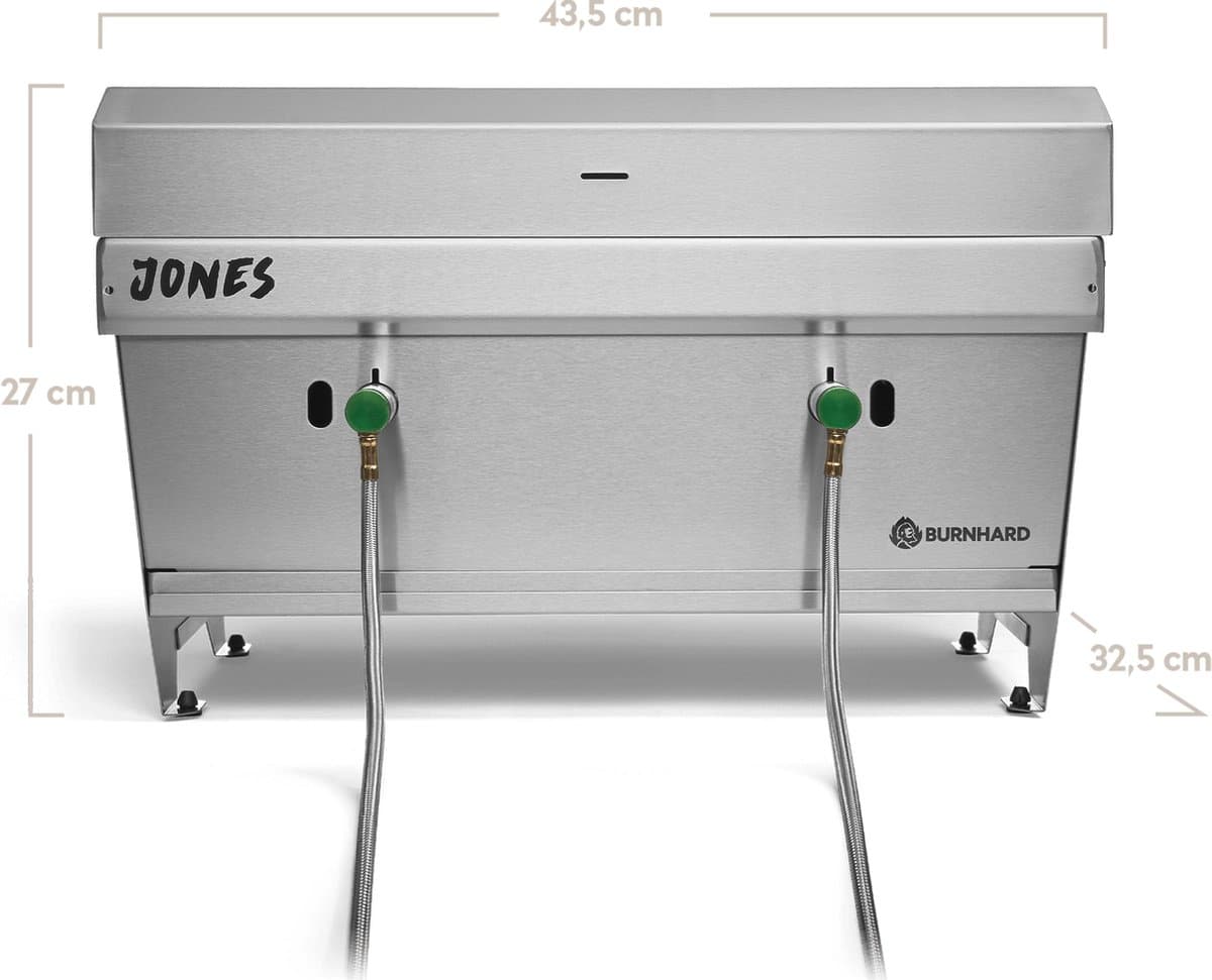 Burnhard Inklapbare 2-Branders Gasbarbecue, 6,4 kW - 500°C - RVS - Incl. tas en multitool - Jones met Deksel thumbnail 6