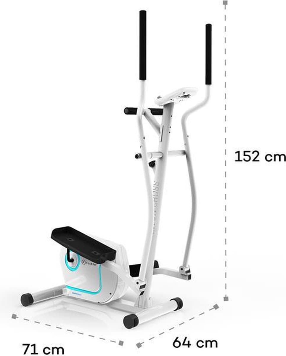 Klarfit Myon Cross Crosstrainer – Crosstrainer met 12 kg Vliegwiel, Elliptische Trainer met SilentBelt Systeem, 8 Weerstandsniveaus, Tablethouder, PulseControl, Antiekwit thumbnail 6