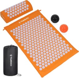Productfoto van Acupressuurmattenset, Shiatsu-massagemat, acupunctuurmassagemat met hoofdkussen en 2 massageballen, tas, voor verlichting van rugpijn, hoofd-nekpijn, spanning verlichten