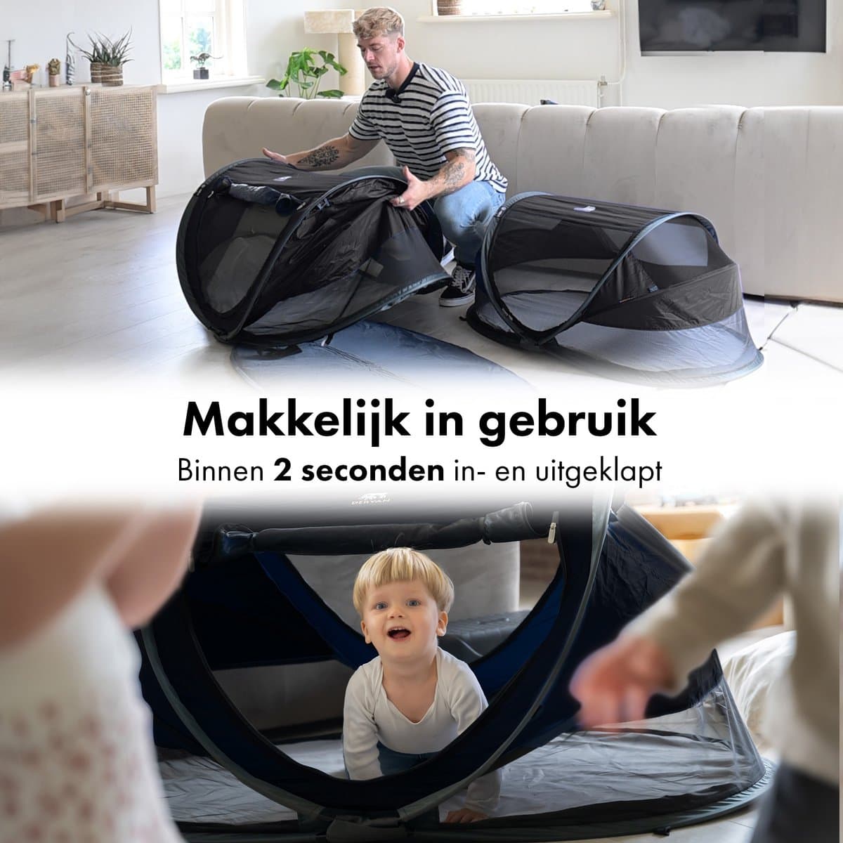 Deryan Peuter Luxe Campingbedje – Inclusief zelfopblaasbare matras - Zwart thumbnail 4