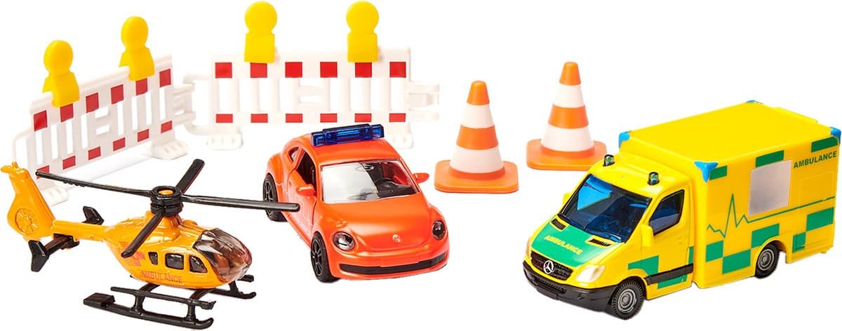 SIKU Super Redding geschenkset: VW Beetle, Mercedes Sprinter + helikopter thumbnail 4