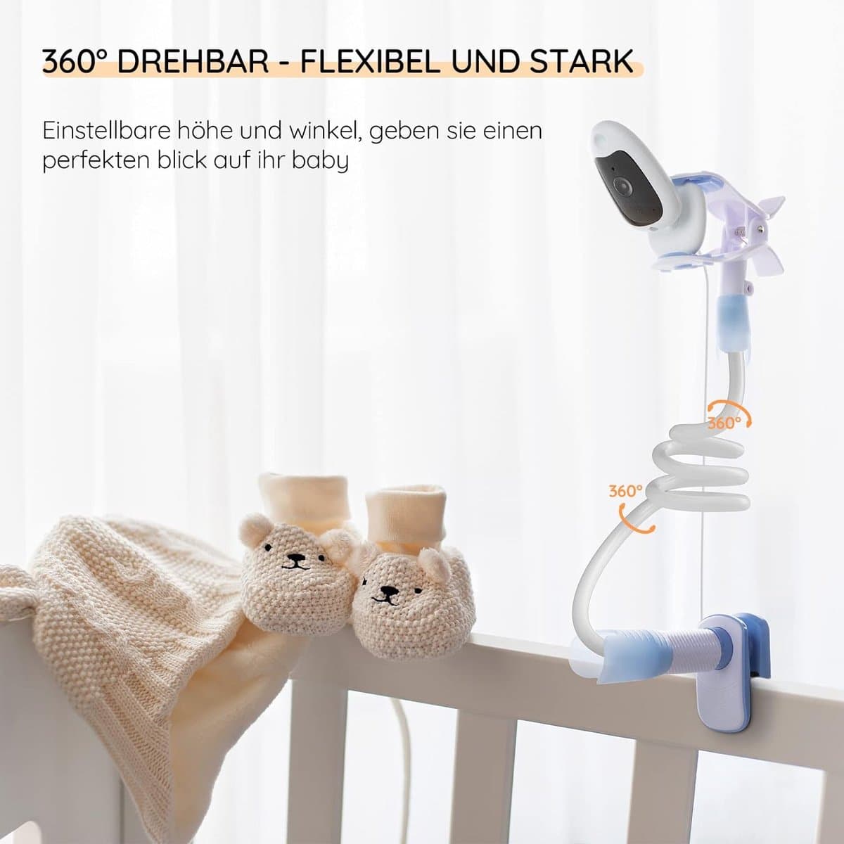 BOIFUN Video Babyfoon, 5-inch 720P IPS Full Color Scherm, 360 Camera, ECO-modus, 3050mAh Batterij, Geen Wifi, Nachtzicht, Tweerichtingsaudio, Voedingsherinnering, Temperatuursensor, Slaapliedjes, Met Babyfoonhouder thumbnail 5