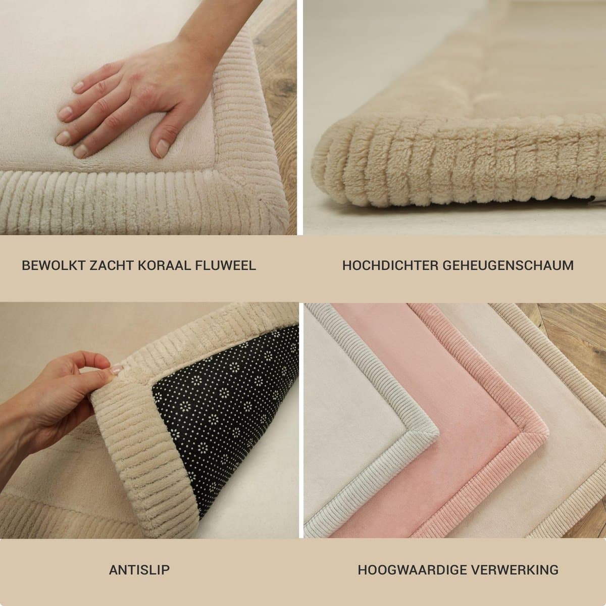 Hakuna Matte Wolkzachte Fluwelen Mat Speelmat baby 200 x 150 x 2,5 cm, Beige - Kindertapijt met hoogwaardig traagschuim - Baby speelkleed met antislipbasis - Babykruipmat, kinderkamertapijt thumbnail 3