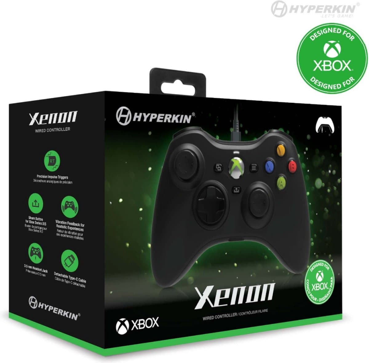 Hyperkin - Xenon - wired controller - voor Xbox Series X|S / XBOX1 / Windows 11|10 (zwart) thumbnail 2