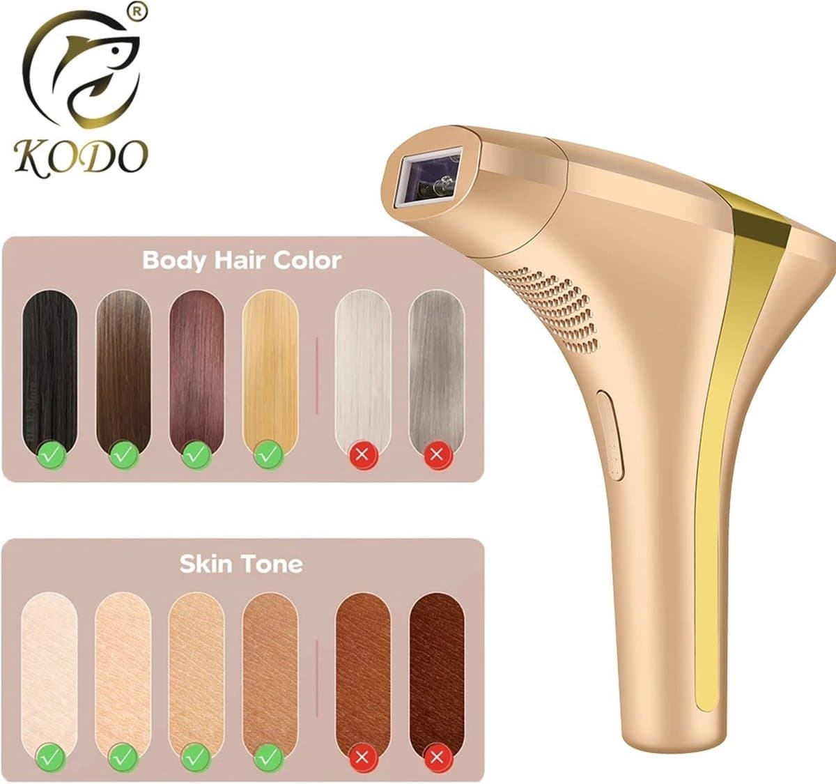 HFL Goods IPL Laserontharing - Epilator - Permanente Ontharing - Huidverbetering - Sterilisatie Bij Acne - Gekoelde Kop - Icy Feeling - Goudkleurig thumbnail 6
