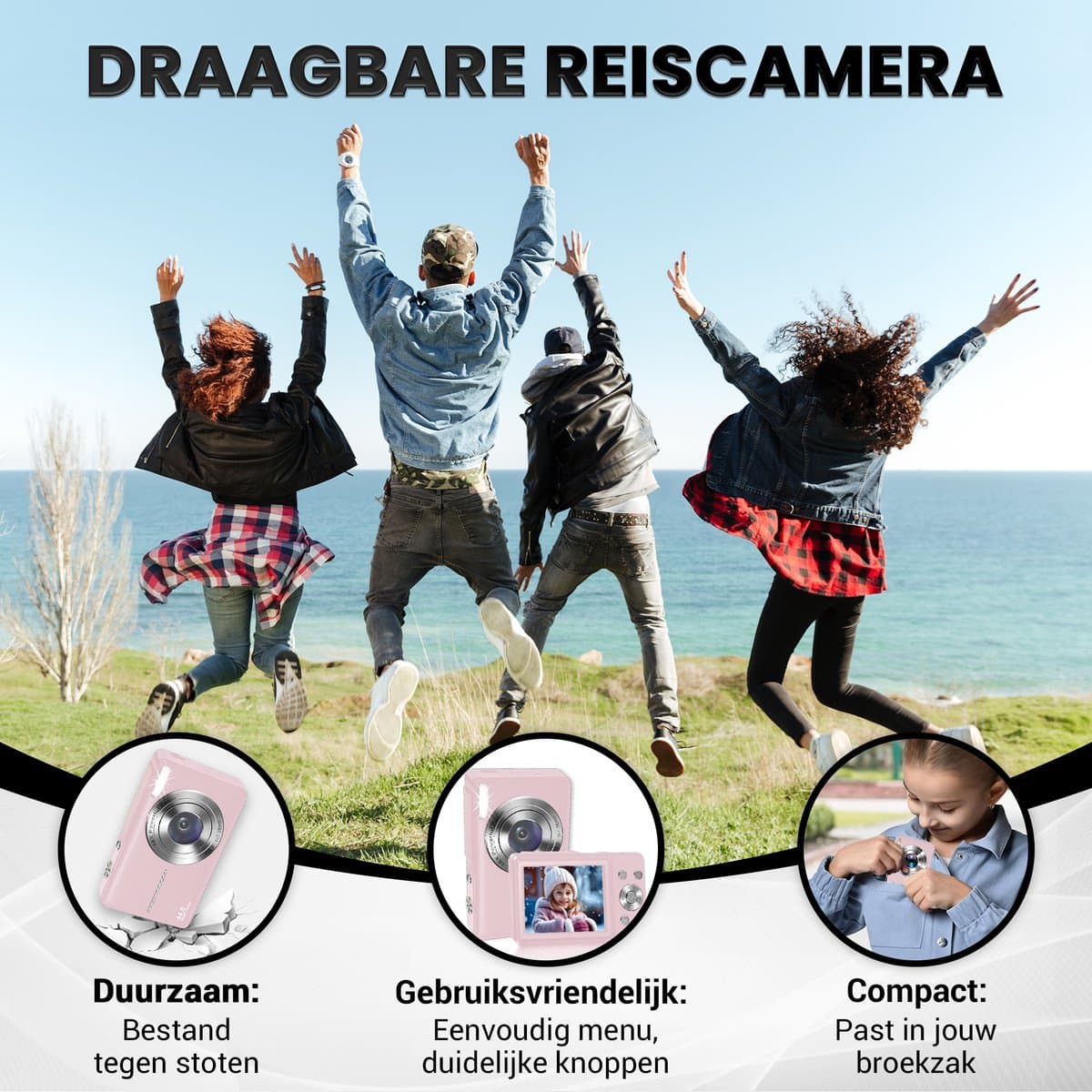 K&L KL-PRO-44-Z roze compactcamera met 32GB thumbnail 3