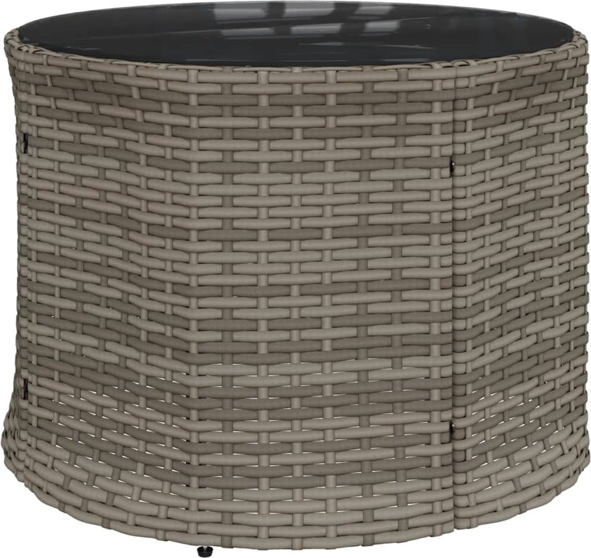 vidaXL - Tuinbank - met - tafel - en - kussens - rond - poly - rattan - grijs thumbnail 7