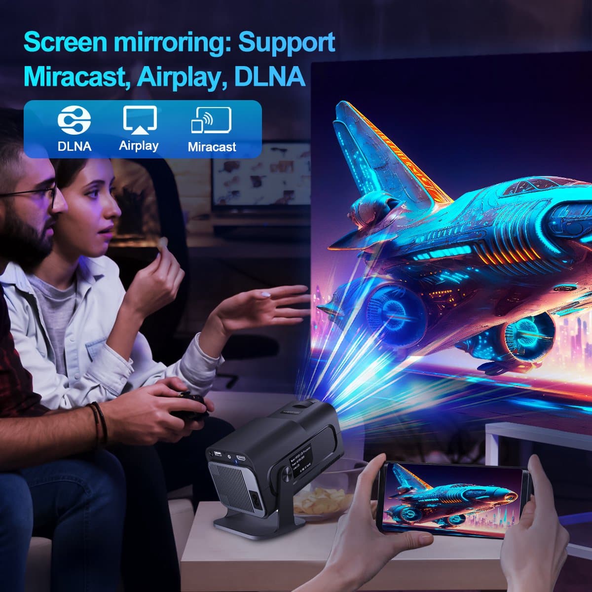 Magcubic PRO HY320 - 2024 model - WiFi 6 mini beamer- Ultieme draagbare beamer - 390 ANSI - 4K - 1080p - Android - Apple - Bt 5.0 thumbnail 3