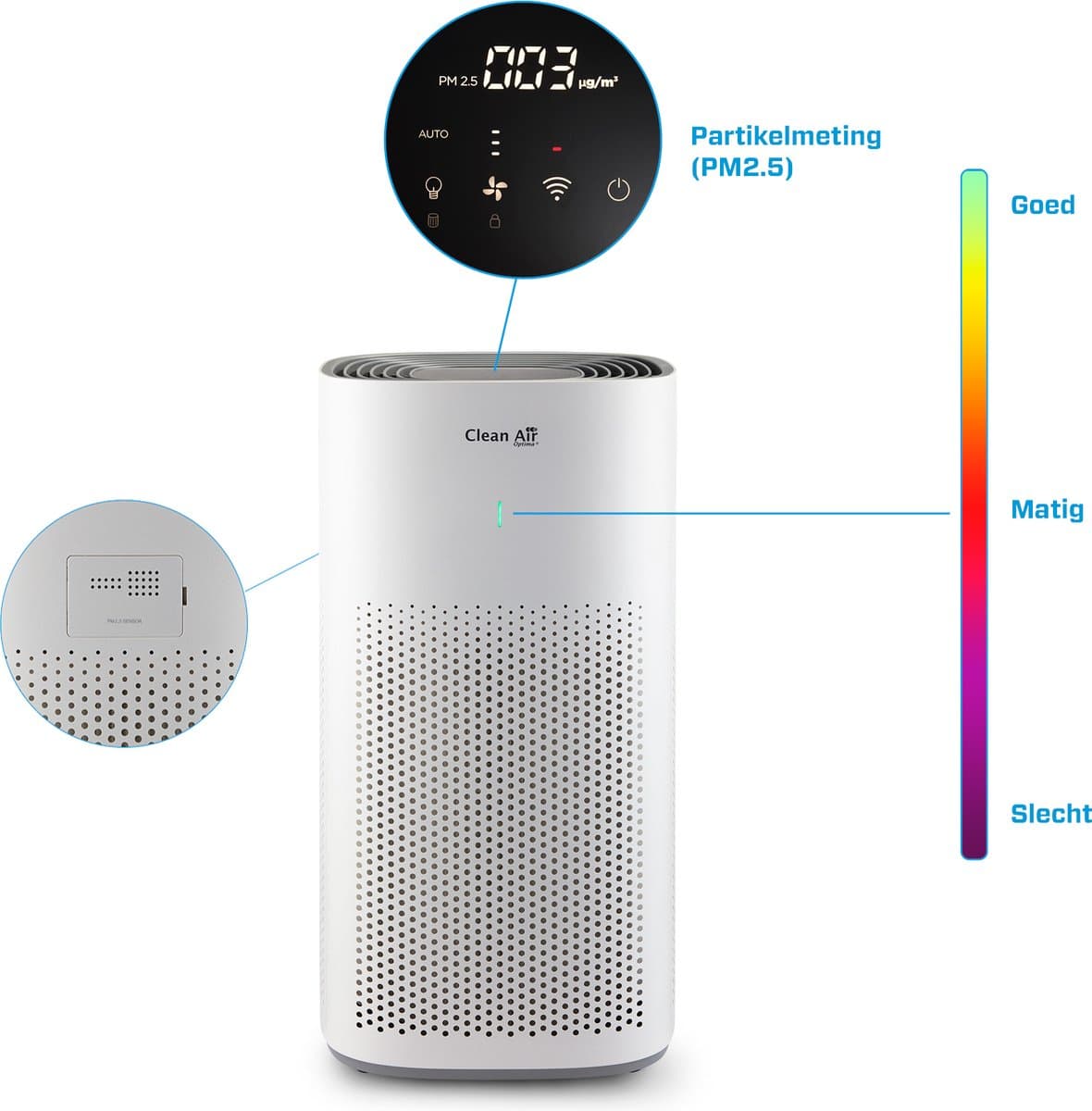 Clean Air Optima® CA-507 Smart - Intelligente HEPA Ionisator Luchtreiniger - 360° Airflow - Extreem stil met sleepmode! <10dB(A)! thumbnail 4