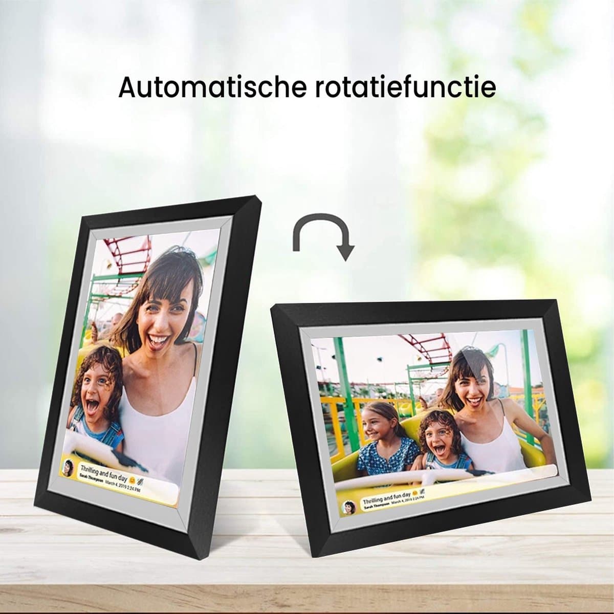 Digitale fotolijst met WiFi en Frameo App - 10.1 inch HD+ IPS Display - Fotokader met Touchscreen - 32GB - Zwart/Wit - Frameo digitale fotolijst - digitale fotokader - digitaal fotolijstje thumbnail 4