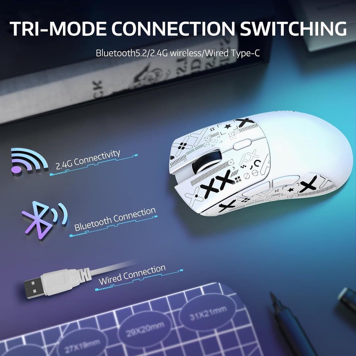 ATTACK SHARK R1 Gaming Muis – 59g, Tri-Mode, PAW3311 thumbnail 2