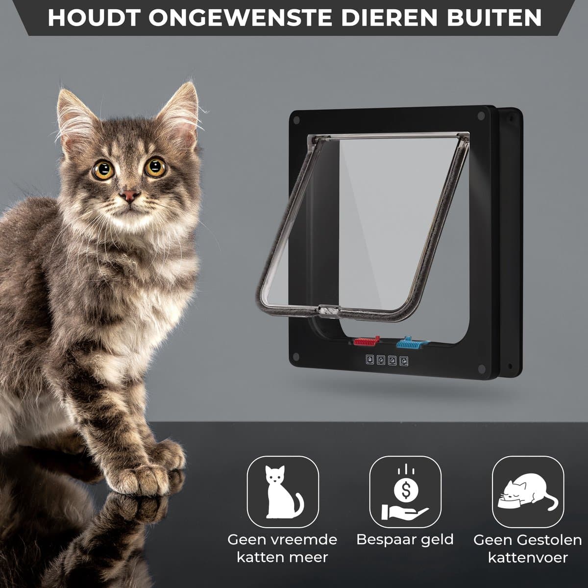Lunspets – Kattenluik met Tunnel en Magnetische Sluiting – 23.5×25.5×5.5 cm - Waterdicht - Zwart thumbnail 5