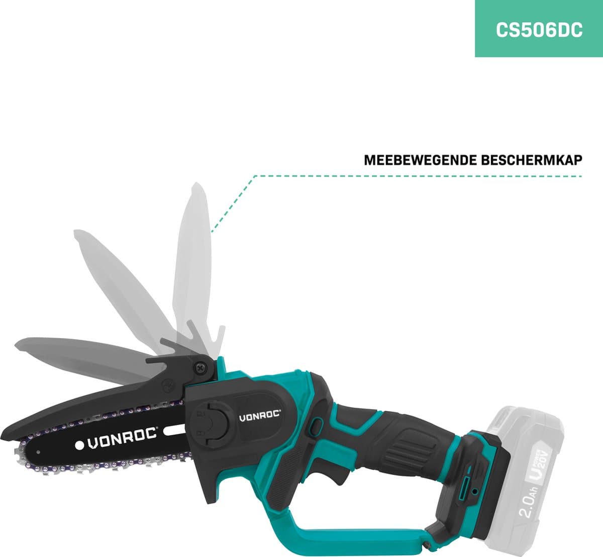 VONROC Mini Kettingzaag 20V – 152mm - Zonder accu en snellader thumbnail 3