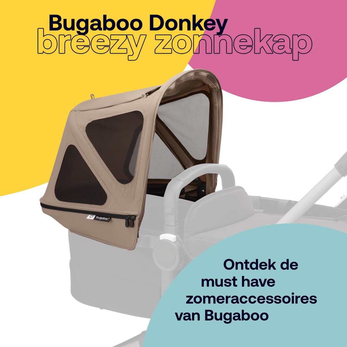 Bugaboo Donkey breezy zonnekap, Desert Taupe thumbnail 5