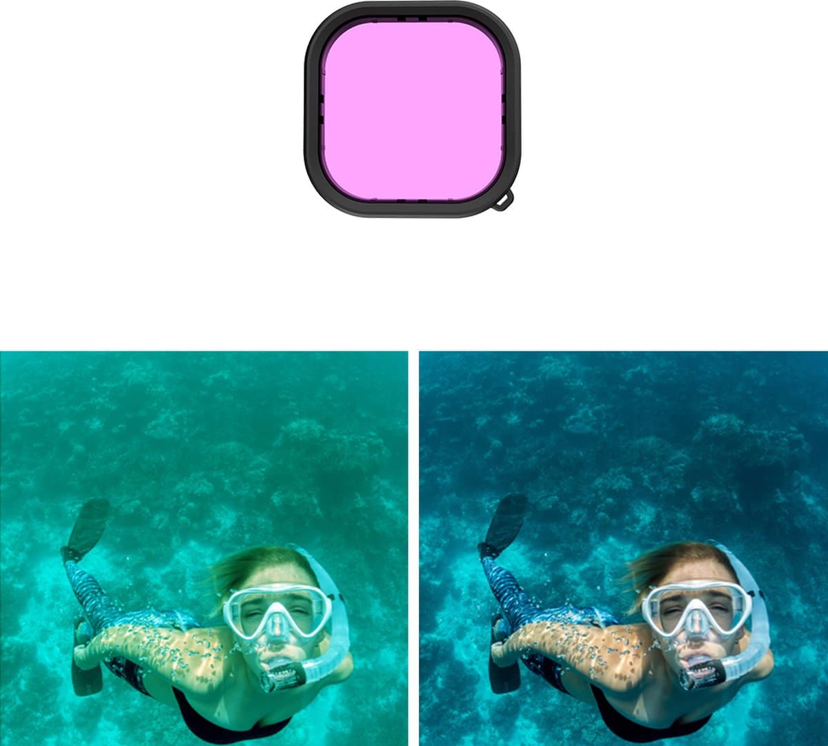 MOJOGEAR Duikfilters voor MOJOGEAR waterdichte behuizing GoPro Hero 9,10,11 en 12 - Set van 3 - Roze, rood en magenta thumbnail 7