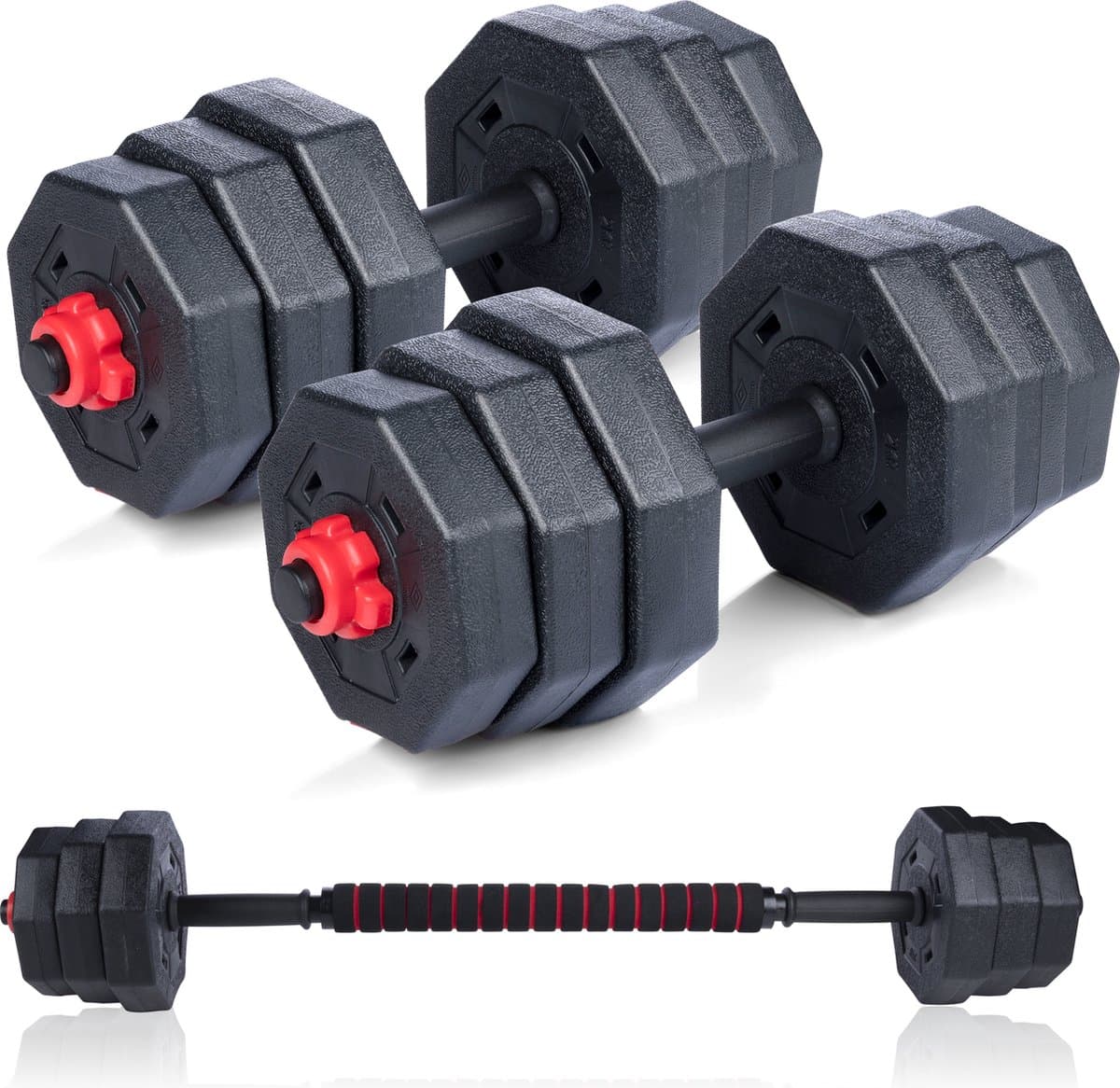 Umbro Gewichten Set met Dumbells – Dumbbell Set incl. Barbell- en Halterstang – Halterset Max. 20KG – Gewichten Schijven 1.25KG, 1.5KG en 2KG – Fitness Accessoires Krachttraining thumbnail 3