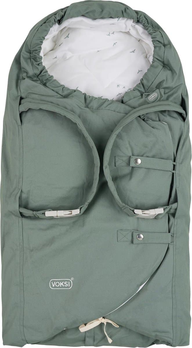 Voksi Carry - Zachte reiswieg en voetenzak kinderwagen - Wandelwagen - Carry Sea Green - afbeelding 1